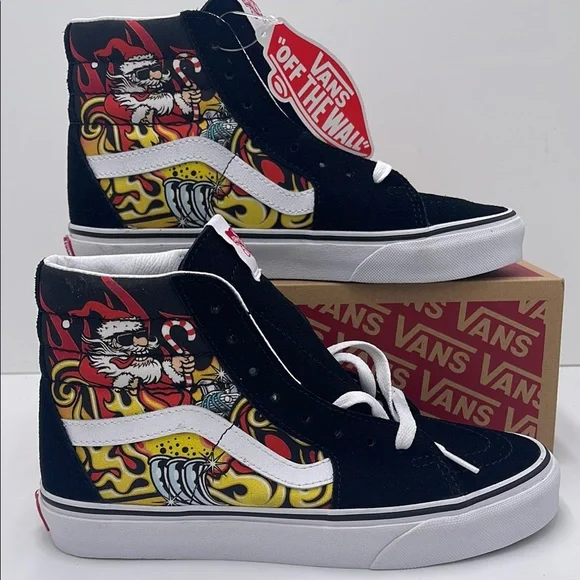 Vans Men’s High-Top Sneakers - Black Red Sk8-HiSanta Flame BlackVN0A4BVTBLK
